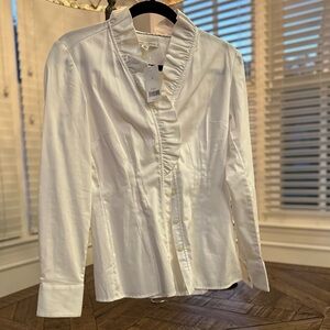 Banana Republic Ivory Ruffle Collar Shirt